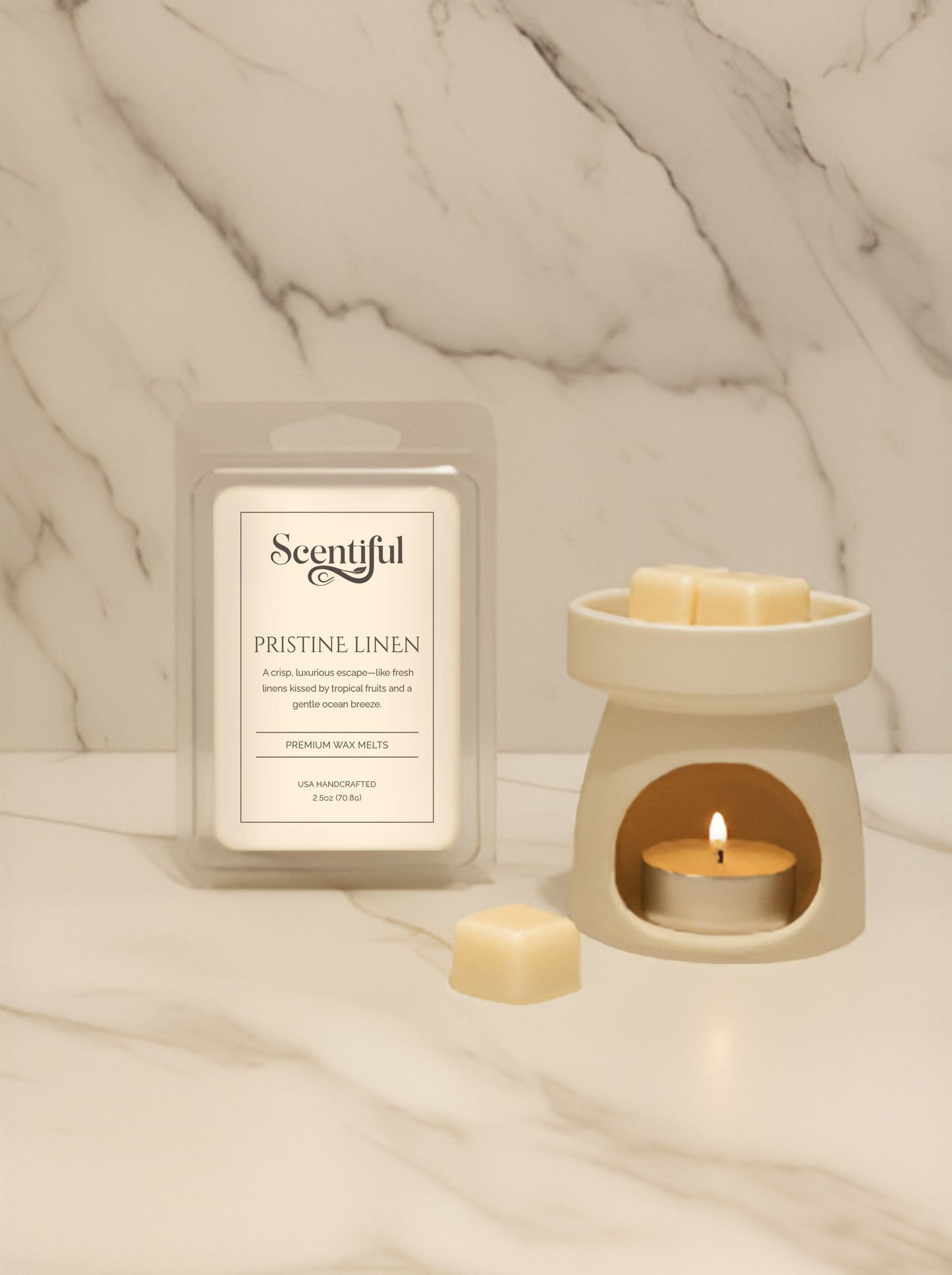 Pristine Linen–Fresh & Clean 2.5 oz Vegan Wax Melts - Handcrafted