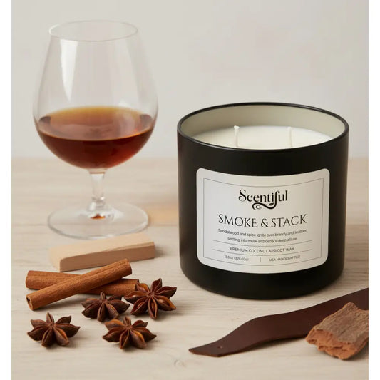 Smoke & Stack - Smoky & Spiced Scented 11.5 oz Candle - Handcrafted