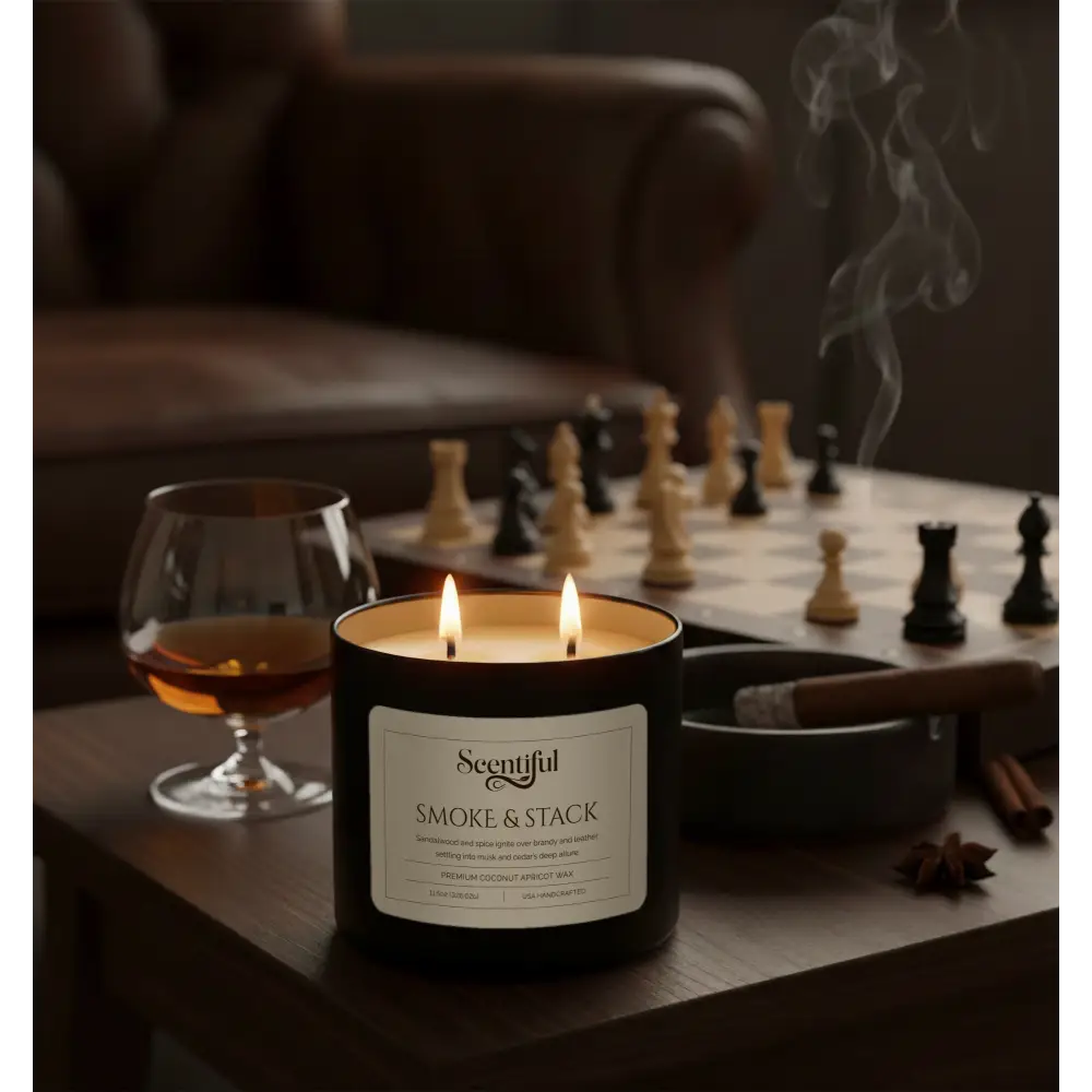 Smoke & Stack - Smoky & Spiced Scented 11.5 oz Candle - Handcrafted
