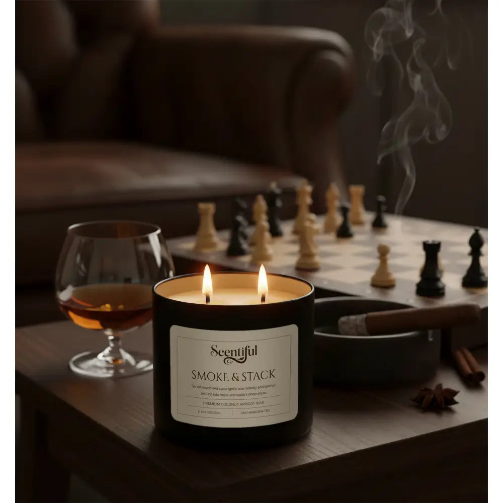 Smoke & Stack - Smoky & Spiced Scented 11.5 oz Candle - Handcrafted