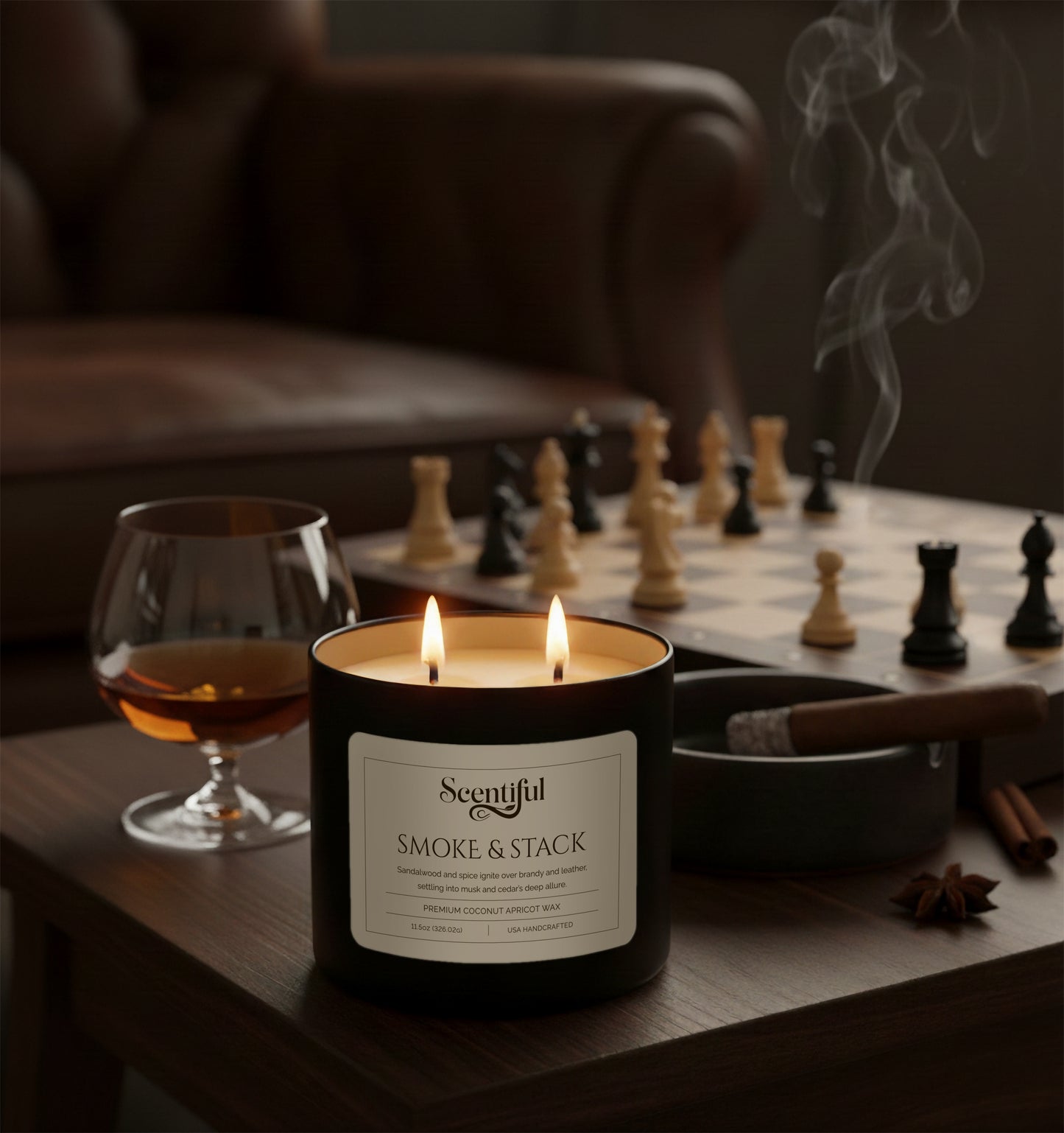 Smoke & Stack -  Smoky & Spiced Scented 11.5 oz Candle