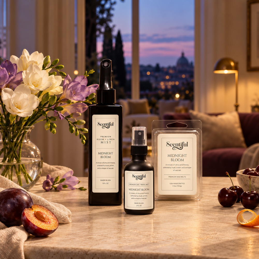 Midnight Bloom full scent family with plum, citrus, cherries and freesia.