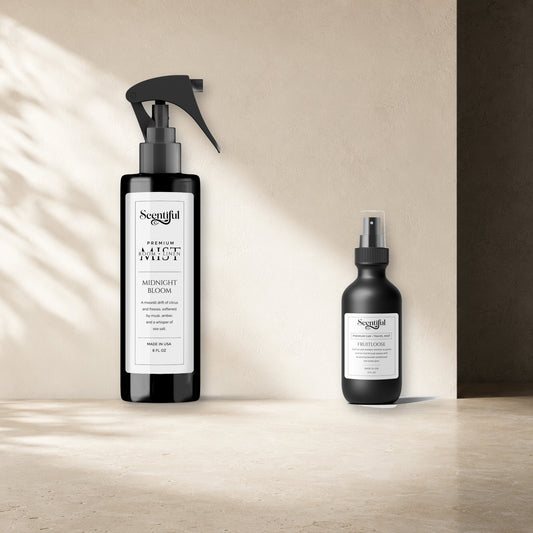 Home & Roam Set: 1 x 8 oz full-size Room & Linen Mist with 1 x 2 oz Auto & Travel Mist