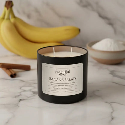 Banana Bread – Sweet & Nostalgic 11.5 oz Premium Candle styled in a home setting