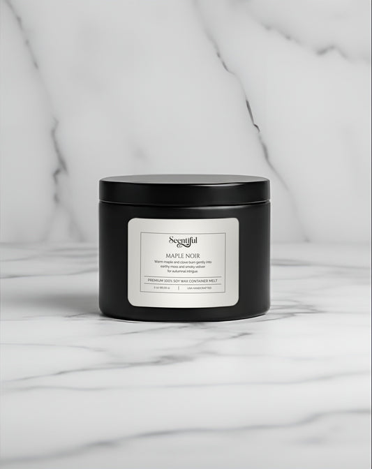 Maple Noir – Warm & Smoky 3 oz 100% Soy Container Melt - Handcrafted