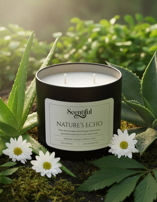 Nature’s Echo - Fresh & Serene Scented 11.5 oz Candle - Handcrafted
